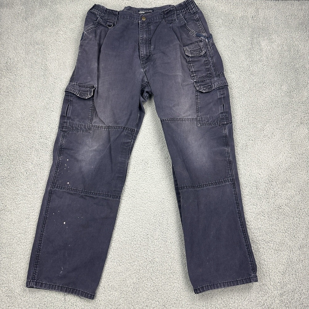 5.11 Tactical Cargo Pants Mens 34x30 Navy Canvas 74251 Workwear Distressed